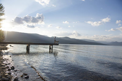 Scenic view of lake against sky