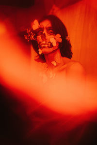 High angle view of woman standing on stage