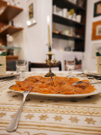 Close-up of food on table