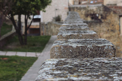 Stone wall in a row