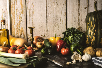 Vegetables for sale at market stall