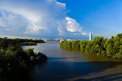 Scenic view of river against sky