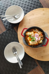 High angle view of food on table