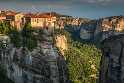 Meteora against sky