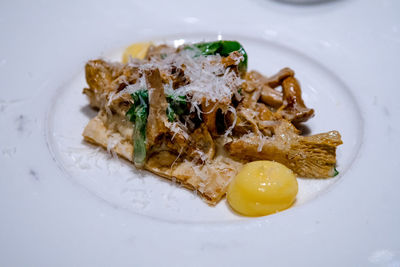 High angle view of meal served in plate