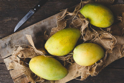 High angle view of fruits on table