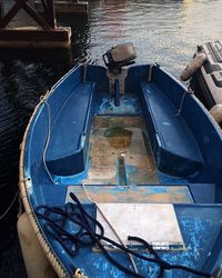High angle view of abandoned boat