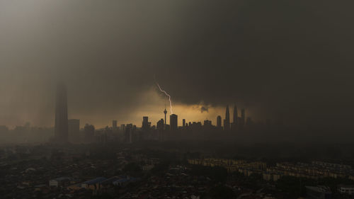 Panoramic view of buildings in city against sky