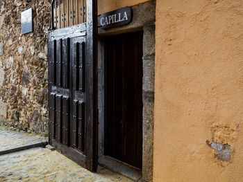 Closed door of old building