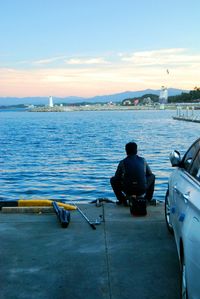 View of river against cloudy sky