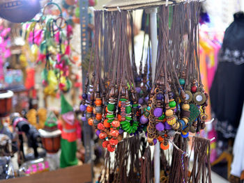 Close-up of multi colored for sale at market stall