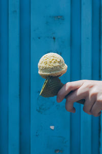 Nicely balanced ice cream cone on a sunny day