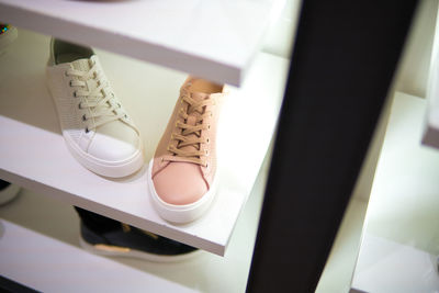 High angle view of shoes on table