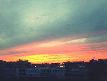 Buildings at sunset