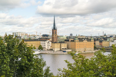 View of stockholm from sodermalm with riddarholmen in summer