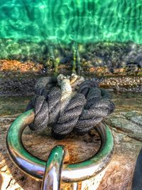 High angle view of metal structure