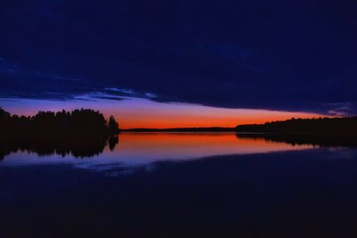 Scenic view of lake against sky at sunset