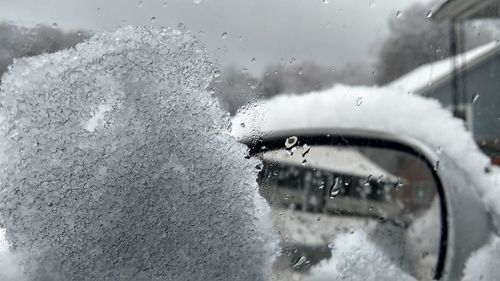 Close-up of wet car window