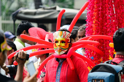 Close-up of red bell outdoors