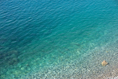 High angle view of blue sea