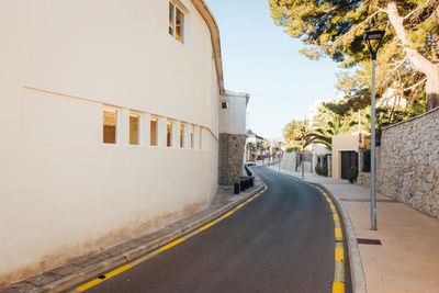 Road amidst buildings in city