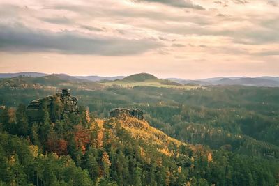 Scenic view of landscape against sky during sunset