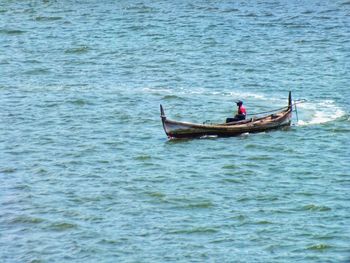 Man sailing in sea