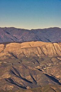 Scenic view of dramatic landscape against clear sky