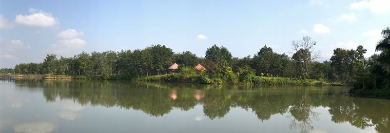 Scenic view of lake against sky