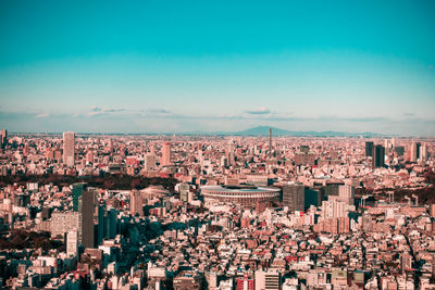 High angle view of buildings in city