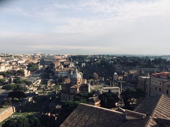 High angle view of cityscape against sky