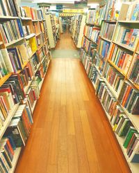 Tilt image of books in library