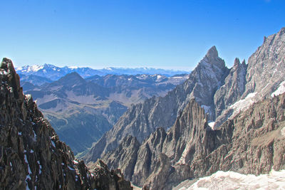 Panoramic view of snowcapped mountains against sky