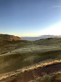 Scenic view of sea against clear sky