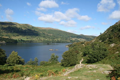 Scenic view of ullswater lake and mountains against sky