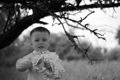 Portrait of cute boy outdoors
