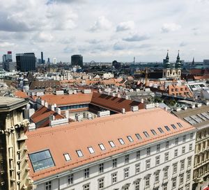 High angle view of townscape against sky