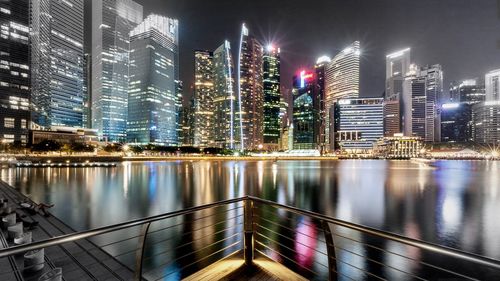 Illuminated city at night