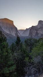 Scenic view of mountains against sky during sunset