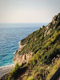 Scenic view of sea against clear sky