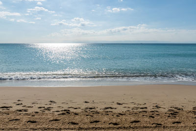 Scenic view of beach against sky