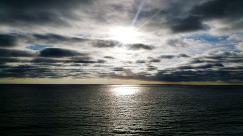 Scenic view of sea against cloudy sky