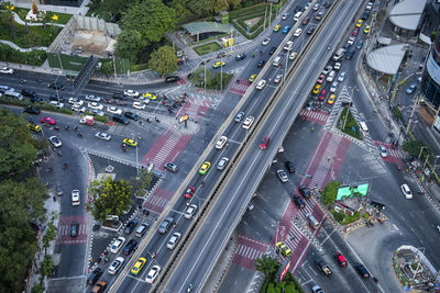High angle view of city street