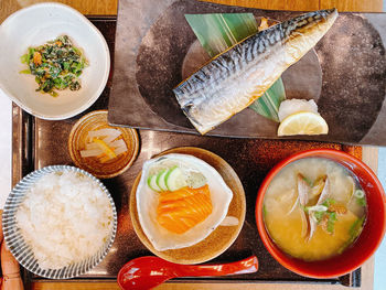 High angle view of fish in bowl