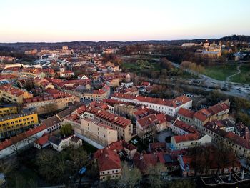 High angle view of townscape against sky