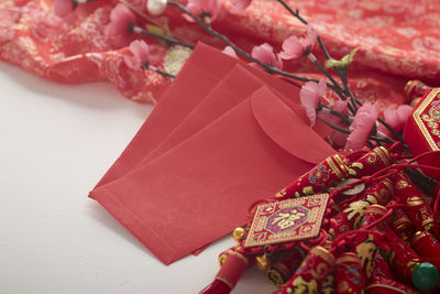 High angle view of paper decoration on table