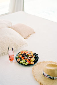 High angle view of food on table