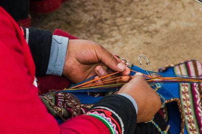 Close-up of hands working