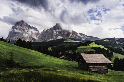 Scenic view of landscape and mountains against sky