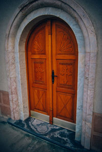 Closed door of old building